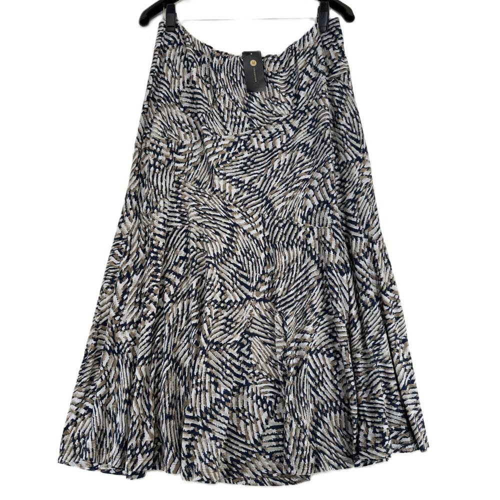 JM Collection Women's Elastic Wasist Maxi Skirt Blue Beige Size L